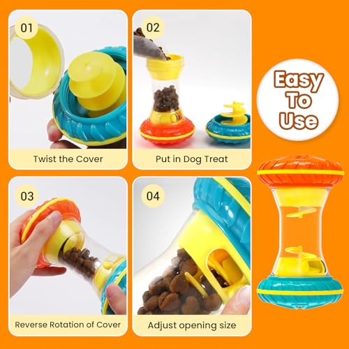 BoYoYo Interactive Dog Toys, Dog Puzzle Toys for Smart, Dog Enrichment Toy to Keep Them Busy, Treat Dispensing Toy Slow Puzzles Feeder, Yellow
