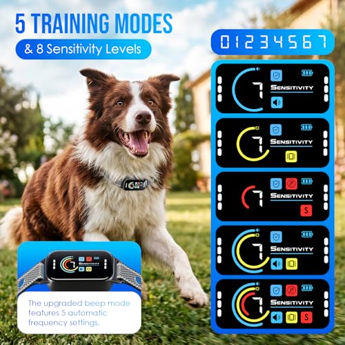 Koguzl Dog Bark Collar 2 Pack, Auto Anti Barking Collar for Large Medium Small Dogs 11-120lbs, 7 Sensitivity Levels, 5 Safe Training Modes, Humane Bark Training Collar