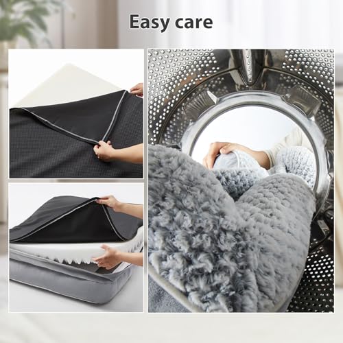 LEXTRO Orthopedic Dog Beds for Large Dogs,42x30 Inch Extra Large Dog Bed, Egg Crate Foam Bed for Large Dogs, Big Pet Bed with Washable Removable Waterproof Pillow Cover and Anti-Slip Bottom, Grey