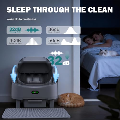 Automatic Litter Box, Open Top Large Self Cleaning Cat Litter Box for Multiple Cats, with APP Control/Multiple Safety Sensors/Trash Bag/Litter Mat, Cat Box Automatic Cleaning