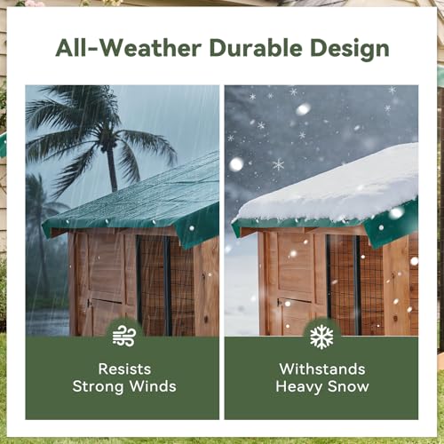 Aoxun 7' x 5' Large Outdoor Cedar Wood Dog House, Weatherproof Dog Kennel with Roof, Rear Door, Secure Lock & Built-in Storage for Medium to Large Dogs