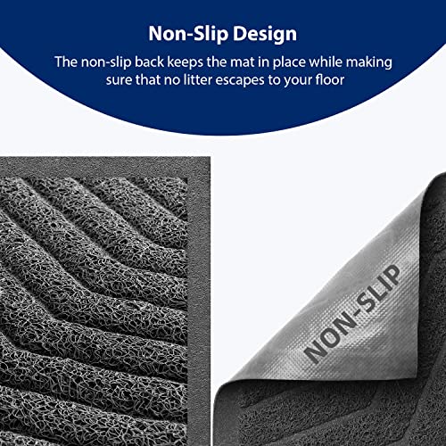 WePet Cat Litter Box Mat(No. 02-2), Kitty Premium PVC Pad, Durable Trapping Rug, Phthalate Free, Urine-Resistant, Scatter Control, XXL 47 x 36, Grey