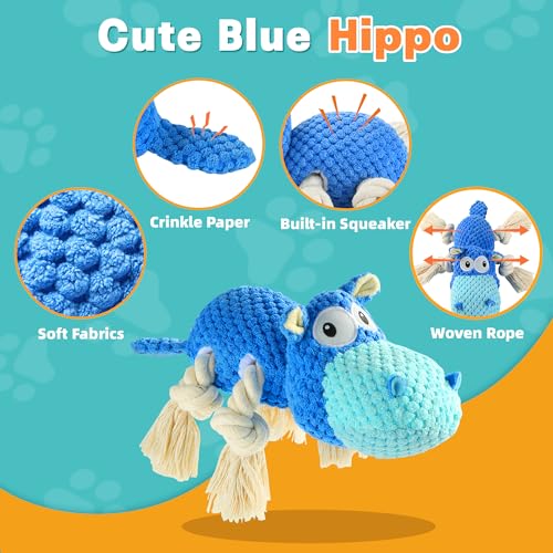 TOOPTATE Dog Toys for Aggressive Chewers - Dog Toys to Keep Them Busy Squeaky Dog Toys for Large Dogs (Blue, Medium)