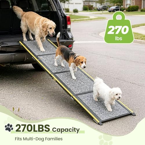 Dog Ramp for Car 71" L*20" W Portable Dog Ramps for Large Dogs with Non-Slip Rug Surface Portable Dog Car Ramp for SUV & Truck,Pet Ramp for Dogs to Get in Car Outdoor&Indoor