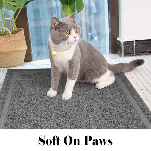 UPSKY Large Cat Litter Mat Trapper 35"×23" Traps Litters from Box and Paws Scatter Control for Folding Trapping Mat Soft for Floor on Sensitive Kitty Paws Easy to Clean