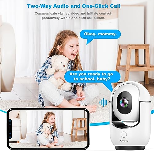 Cloarks 2K Pan/Tilt Security Camera, WiFi Indoor Cameras for Home Security with AI Motion Detection, Pet/Dog/Baby Camera with Phone App, 2-Way Audio, 24/7, Siren, TF/Cloud Storage