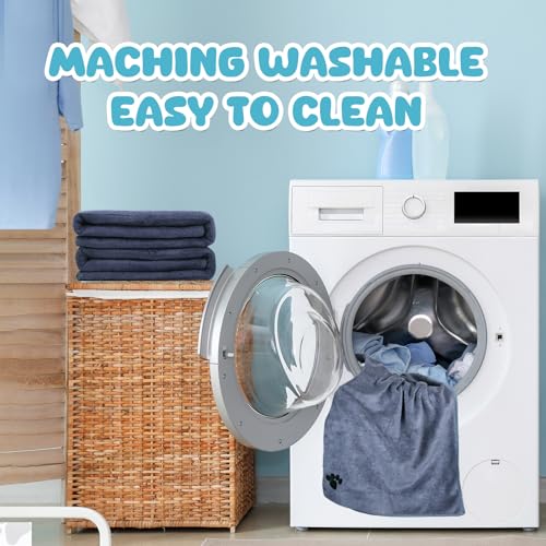 WOUSEDO Microfiber Dog Towels for Drying Dogs,40'' X 23.6'', Super Absorbent and Soft Pet Grooming Towel, Perfect Shower & Bath Supplies for Dogs(2-Pack Grey)