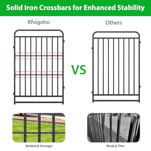 Kfvigoho Heavy Duty Dog Playpen: 12 Steel Panels 47" Height, Square Steel Pipe with Reinforced Crossbars, 27FT 57 Sq.ft Portable Fence for Yard RV Camping, Snowy Black