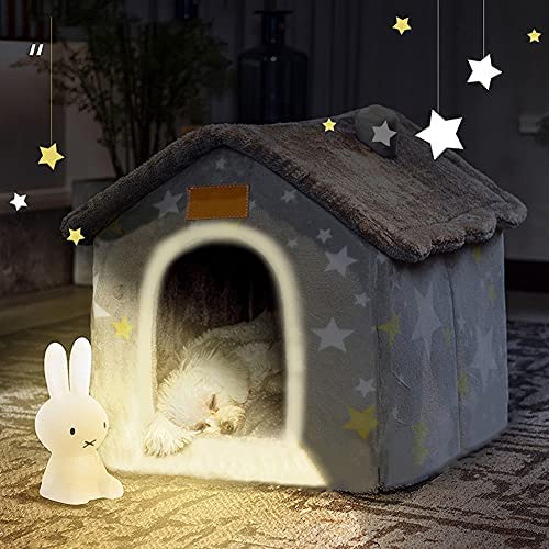 BXEBUI Dog House Indoor Memory Sponge, Foldable Dog House Kennel Bed Mat with Cushion for Small Medium Large Dogs Cats, Winter Warm Cat Nest Puppy Cave Sofa Pet Products (Medium)
