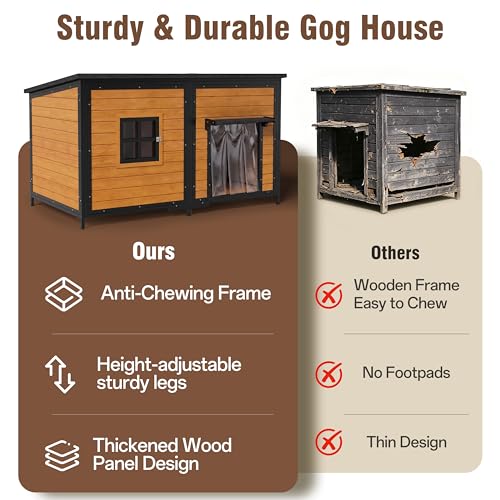 59" Dog House, Extra Large Dog House with Weatherproof Roof for Outdoor Use, Easy to Install and Clean, Anti-Chewing Metal Frame Design for Small Medium Large Dogs