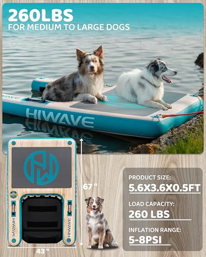 HIWAVE Dog Ramp for Boat, Dog Floats for Pool,Safe Entry and Exit w/High Load Bearing Capacity, Anti Slip and Puncture Resistant, Suitable for Large, Medium, Small Dogs, Without Harming Their Paws