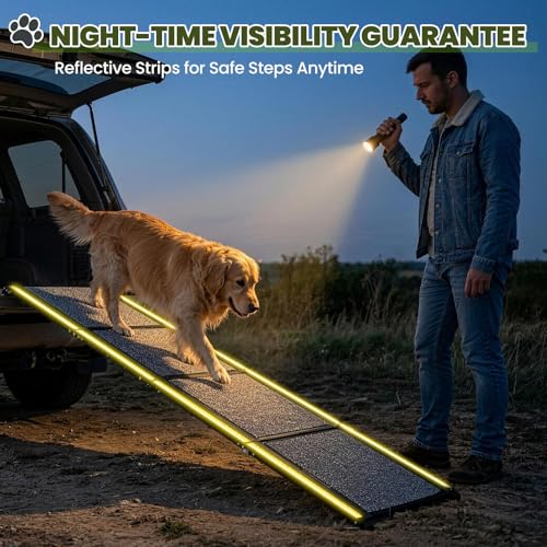 Dog Ramp for Car 71" L*20" W Portable Dog Ramps for Large Dogs with Non-Slip Rug Surface Portable Dog Car Ramp for SUV & Truck,Pet Ramp for Dogs to Get in Car Outdoor&Indoor