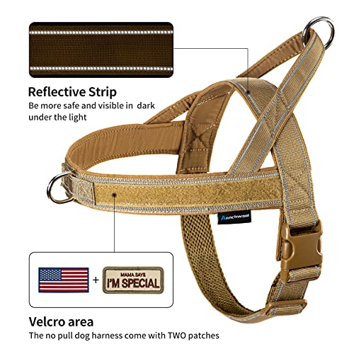 Annchwool No Pull Dog Harness with Soft Padded Handle,Reflective Strip Escape Proof and Quick Fit to Adjust Dog Harness,Easy for Training Walking for Small & Medium and Large Dogs(Brown,L)