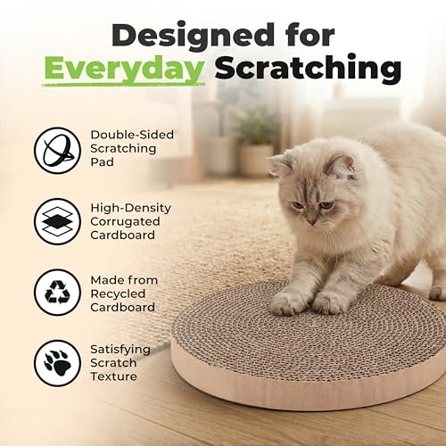 Best Pet Supplies Catify Cat Scratcher, Fun Interactive Scratchers, Posts, Poles, Claw Safe, Furniture Saver Indoor Play Support Natural Cat Behaviors Heavy Duty - Round(5 Pack)