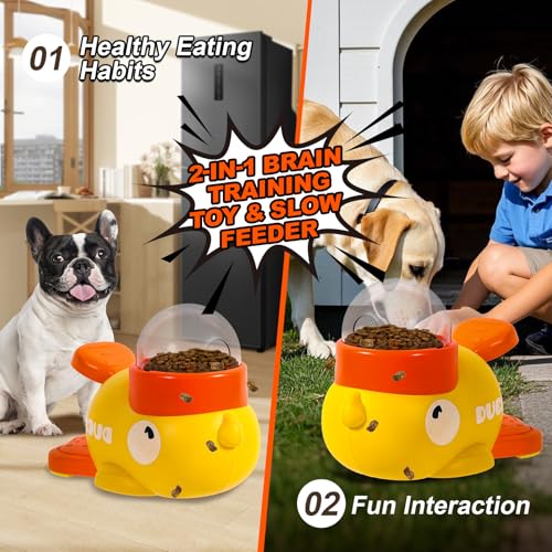 Fanosy Interactive Dog Toys Food Puzzle Slow Feeder, Cat Treat Dispenser Toy Duck-Shaped Enrichment Toy for Small Medium Dogs and Cats, IQ Training and Exercise Small Animal Bowls