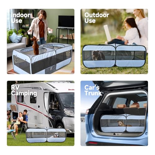 2-in-1 Dog Playpen, 58''Pop Up Cat Puppy Pet Playpen Indoor/Outdoor Cats Enclosed, Cat Dog Tent Crate Cage Kennel, Portable Playpen for Kitten, Small Animals Play Pen(No Divider, Unified Space)