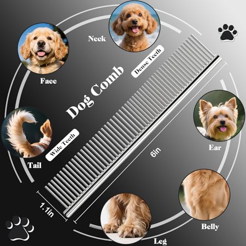 Professional 4 in 1 Dog & Cat Grooming Scissors Kit with Safety Round Tips,Sharp & Durable,Dog Shears for Grooming - Includes Straight, Curved, Thinning Scissors and Comb - Premium Pet Supplies