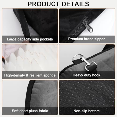 Dog Car Seat for Small/Medium Dogs,Pet Dog Booster Car Seat Puppy 15-35 lbs with Soft 4+2in Detachable Pads Detachable Elevated Cushion and Washable Cover Safety Belt Storage Pockets Easy to Install