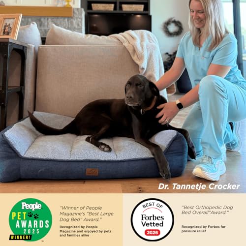 Bedsure SupportMax™ XL Orthopedic Dog Beds Large Sized Dog - Extra Thick Supportive Dogs Couch with Waterproof Washable Cover, Extra Large Comfort Pet Sofa with Soft Sherpa & Nonskid Bottom, Grey, 42"
