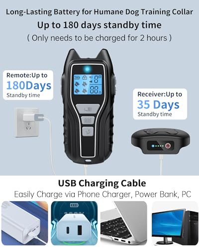 Dog Training Collar with Remote, Waterproof IPX7 E Collar for Dogs, Beep and Vibration Modes, Safe and Humane Training, 2000FT Range, Rechargeable, Fits Small Medium Large Dogs 15–120 lbs (Black)