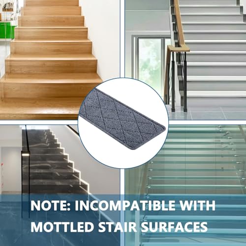 KOOTETA Stair Treads for Wooden Steps Indoor, 15 Pack 8" X 30" Non Slip Carpet Stair Treads with Reusable Adhesive for Elders and Dogs, Surface Polyester TPR Backing Stair Runner Rugs, Dark Grey