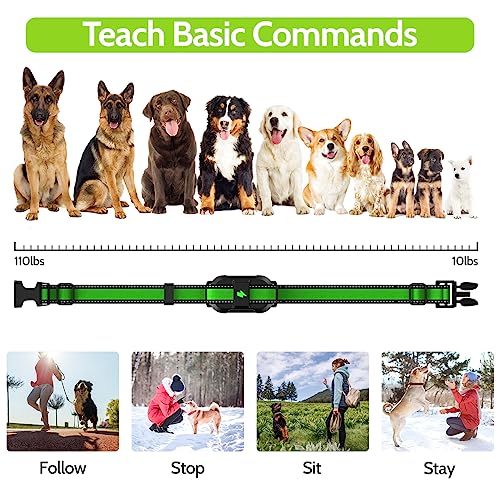 DogStop Dog Training Collar Electric Dog Collar with 4 Training Modes and Rechargeable Remote Waterproof Range 3300Ft for Small Medium Large Dogs(Green)