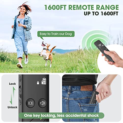 Delupet Dog Shock Collar - Electric Dog Training Collar with Remote 1600FT, Rechargeable E-Collar Waterproof Collars with 3 Training Modes, Security Lock for All Breeds, Sizes
