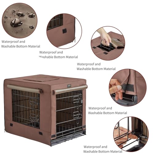 DONORO Dog Crates for Small Size Dogs Indoor Double Door Dog Kennels & Houses for Puppy and Cats, Collapsible Metal Contour Dog Cages (Brown, 24.0" L x 18.0" W x 20.0" H)