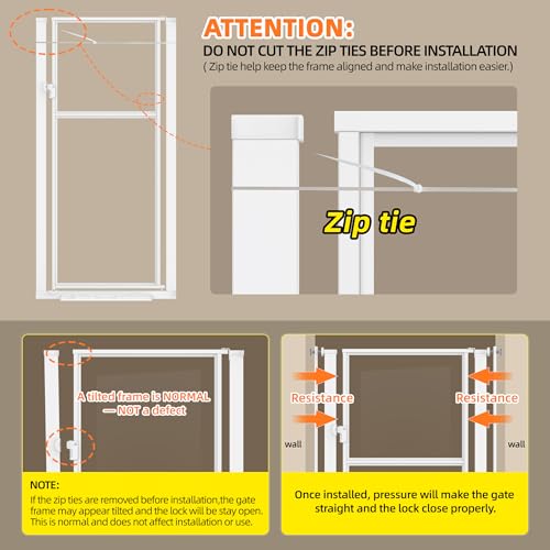 56" High Extra Tall Cat Gate, 29.5-33.46" Wide Clear Acrylic Baby Gate for Doorways Stairs, No Drilling Pet Safety Gate Indoor, Metal Frame Transparent Door for Cats- White