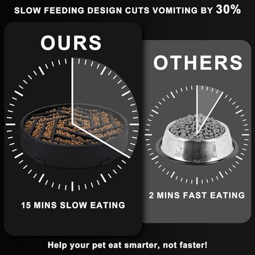 TOBYTO Slow Feeder Dog Bowls Large Medium Breed,Anti-Choking Slow Eating Dog Food Bowl,Non Slip Pet Slower Food Feeding Bowls Large Puzzle Slow Feeder Bloat Stop Maze Dog Dishes,Black