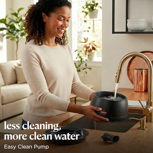 BISSELL HydrateWell Pet Water Fountain, 91oz Automatic Cat Water Fountain with Wireless Pump, SlimeShield and 5-Layer Filtration, Ultra Quiet Cat Water Dispenser, 4408