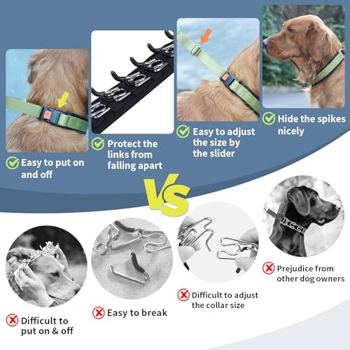 Mayerzon No Pull Dog Collar, Patented Martingale Collar for Small Medium Large Dogs with Buckle and Heavy Duty Nylon for Walking Training Hunting, Safe and Easy to Use(L, Green)