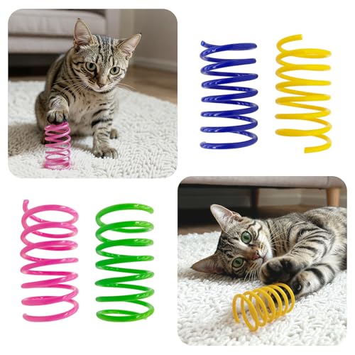 AGYM Cat Toys for Indoor Cats, 30 Pack Interactive Cat Spring Toys, Durable Colorful Plastic Spiral Springs for Kitten Hunt, Swat and Bite, Bulk Cat Toys