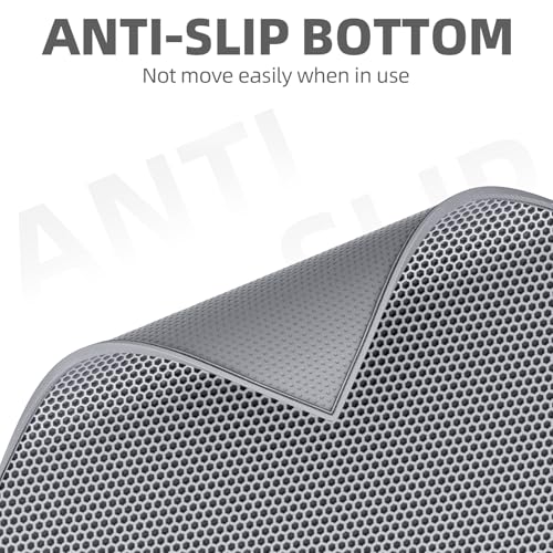 ESTHELLO Cat Litter Mat, Cat Litter Trapping Mat, Honeycomb Double Layer Design, Easy to Clean,Washable (24’’ x 15’’ Gray