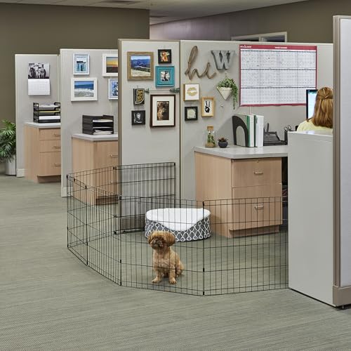 MidWest Homes for Pets Folding Metal Puppy / Dog Exercise Pen, Indoor/Outdoor Playpen with No Door, Provides 16 Sq Feet of Play Space, 30-Inches Tall, Black E-Coated