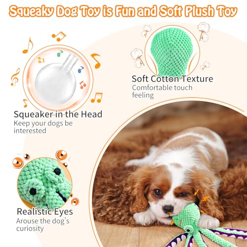 Fuufome Squeaky Plush Dog Toys, Soft Fabric Toys for Puppy, Small and Medium Dogs, Interactive Daily Companionship Training Reward Birthday Gift