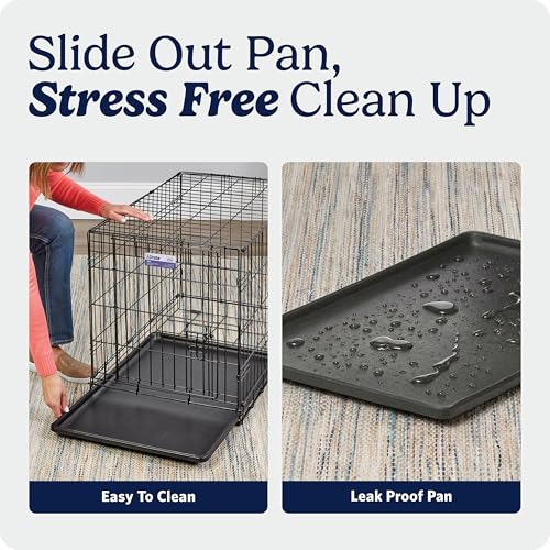MidWest Homes for Pets 36-Inch iCrate for Medium-Large Breeds, 41-70 lbs, Single Door Folding Dog Crate with Divider Panel, Leak-Proof Tray & Secure Latches, Portable, Durable & Easy to Assemble