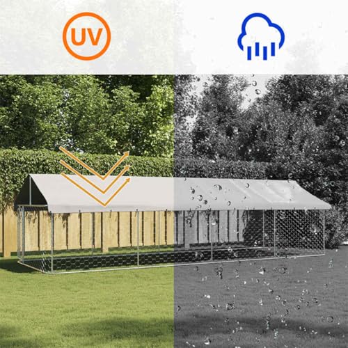 vidaXL Outdoor Dog Kennel with Roof 236.2"x78.7"x59.1"