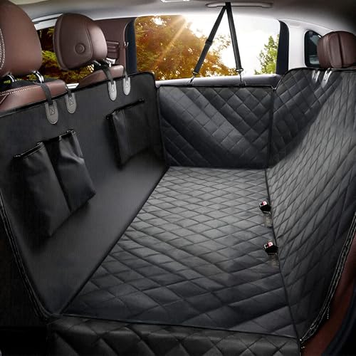 Elouta Dog Car Seat Cover for Back Seat,100% Waterproof Scratch Proof Nonslip Seat Cover,600D Heavy Duty Scratch Soft Dog Hammock for Car for Cars Trucks and SUVs Black