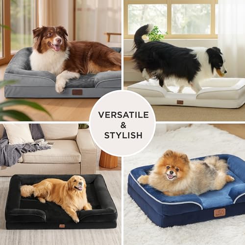 Bedsure Orthopedic Dog Beds Large Sized Dog - Washable Large Dog Cat Bed Waterproof, Comfort Dogs Couch Sofa with Washable Removable Cover, Pet Bed with Nonskid Bottom, Grey, 35"