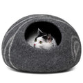 MEOWFIA Cat Cave – Premium Felt Cat Bed for Indoor Cats, Handmade Merino Wool (Dark Gray, Medium)