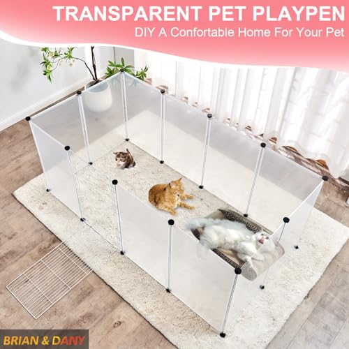 BRIAN & DANY Dog Playpen Portable for Small Animals, Dog Play Pen Indoor, Transparent Pet Playpen for Puppies, Cats, 80" L x 40" W x 28" H