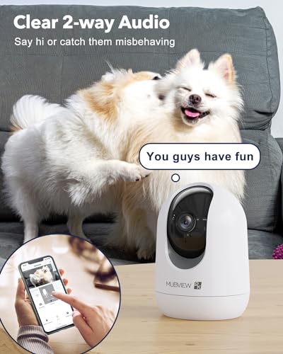 Indoor Security Camera 2K, Pet Camera with Phone App, WiFi Cameras for Home Security Camera for Dog/ Baby Monitor/Elder Pan Tilt, 5/2.4GHz, 24/7, 2-Way Talk, Human Detection, Motion Tracking, Cloud