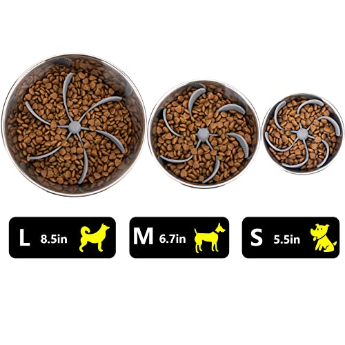 Keegud Slow Feeder Dog Bowls Insert [Octopus Suction Cups] Super Firm Slow Eating Dog Bowl [Cuttable] for Large Breed and Medium Size Dog Compatible with Regular and Elevated Dog Bowls (Spiral)