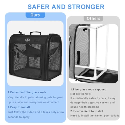 Wakytu Portable 2-in-1 Pet Carrier for Medium Dogs Large Cat Carrier for 2 Cats Travel Double Dog Crate Set with Portable Carry Bag/Hammocks/Mats/Tent Stakes/2 Pcs Pet Bowls for Outdoor Camping
