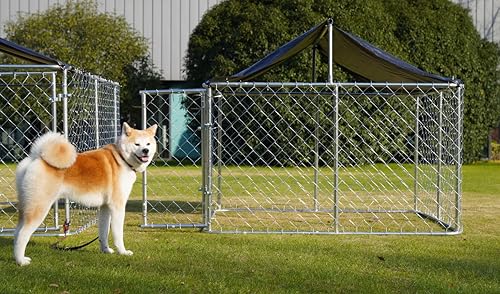 Petony Large Outdoor Dog Cage, Heavy Duty Dog Kennel House Mesh, Big Enclosure Pet Kennel Steel Fence with Secure Lock(78”x 78”)