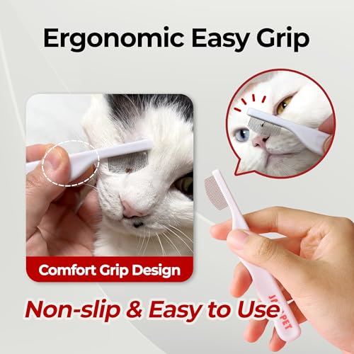 JAYU PET Facial Grooming Comb - Dog Eye Combs, Stress-free Eye Gunk Remover for Dogs & Cats, Pet Facial Brush, Cat Grooming Kit, Stainless Steel Deshedding Comb (1ea)