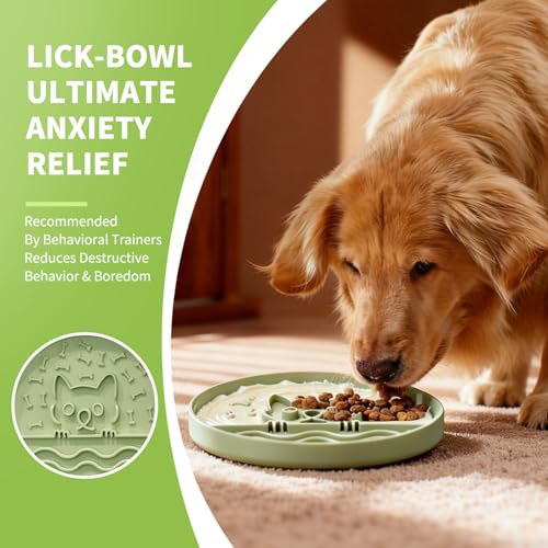 Zonopy Slow Feeder Dog Bowl for Small Medium Dogs & Cats, 7.5 Inch Non Slip Slow Bowl with 37 Suction Cups, Anti-Choking Food Grade Silicone Slow Eating Bowl