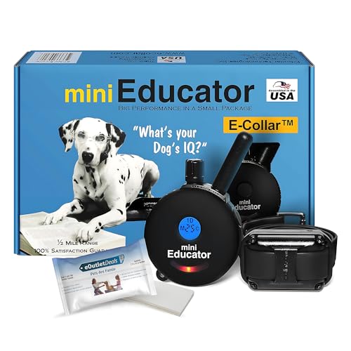 Mini Educator E-Collar ET-300 / ET-302 Dog Training Collar System with Remote - 1/2 Mile Range - Waterproof, Vibration, Sensation - Includes eOutletDeals Pet Towel (1 Dog System - ET-300 Black)