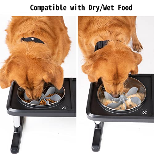 Keegud Slow Feeder Dog Bowls Insert [Octopus Suction Cups] Super Firm Slow Eating Dog Bowl [Cuttable] for Large Breed and Medium Size Dog Compatible with Regular and Elevated Dog Bowls (Spiral)